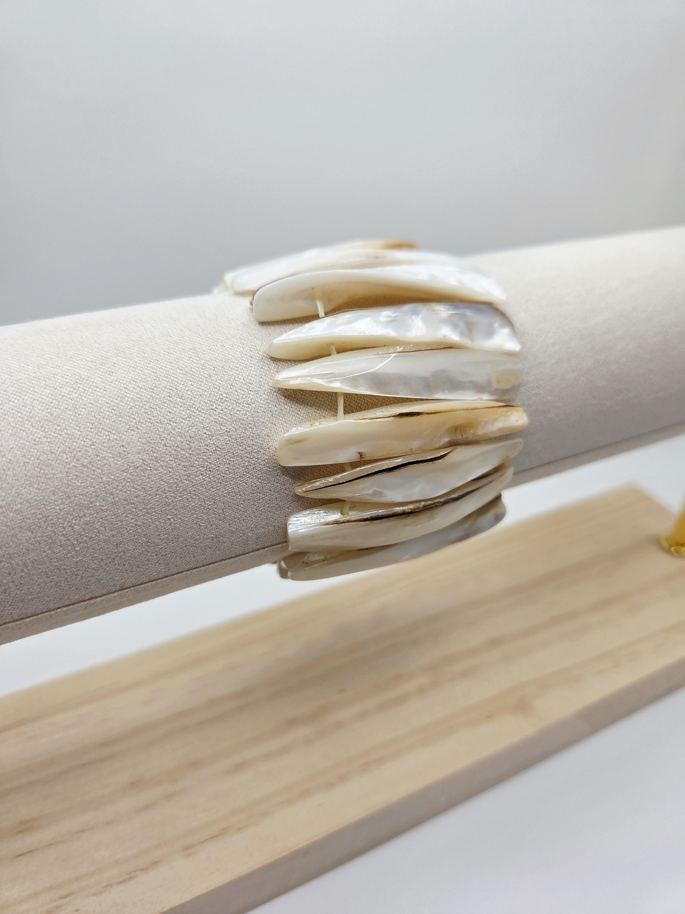 Mother of Pearl Stackable Stretch Bracelet - Cream White